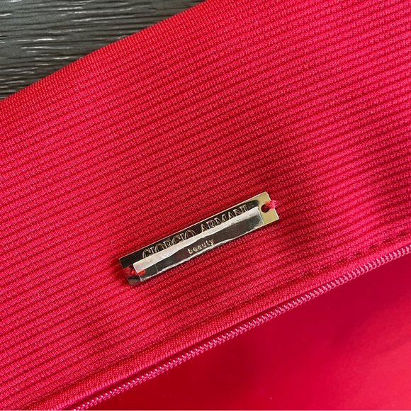 NWT Giorgio Armani Bright Red Fold Over Beauty Purse Wallet - Picture 3 of 10